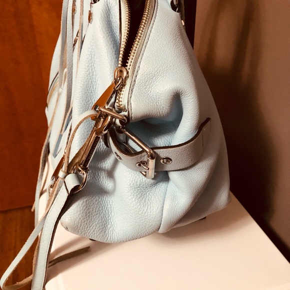 Rebecca Minkoff Large Moto Satchel Tote.  Powder Blue - Picture 7 of 11
